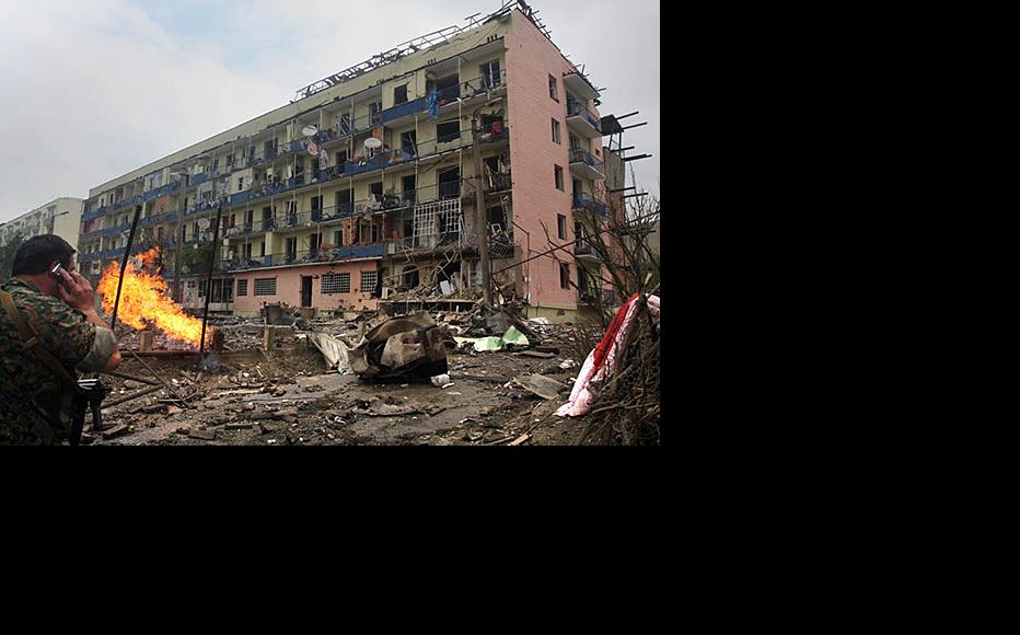 One of many buildings damaged in the August 2008 conflict. (Photo: Leli Blagonravova)