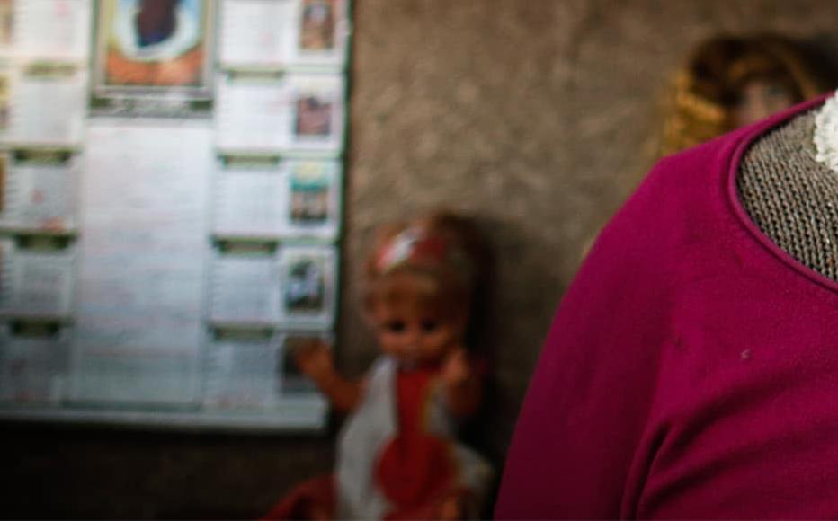 Nanuli Shulaia in her room. “In Sokhumi, I left a three-bedroom apartment and two-storey house. When we came here, I started crying – how could we fit into one room? My mother-in-law reassured me that we’d survive here a few months and then go back home. I was 32 then, I am 62 now,” she said.