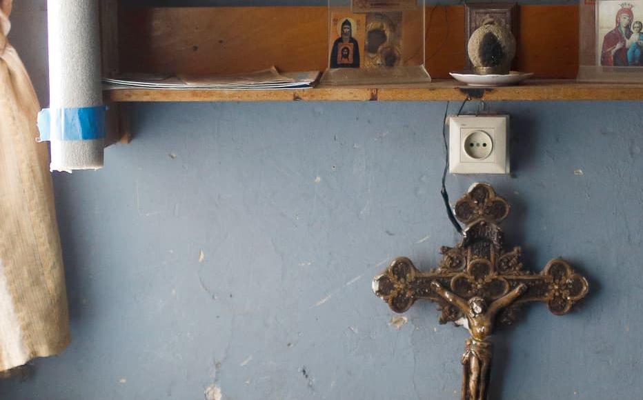 A corner of the entrance hall of the Soviet sanatorium, which was turned into collective centre in 1992. What was supposed to be a temporary housing measure for the hundreds of thousands of Georgians fleeing Abkhazia turned into permanent housing.