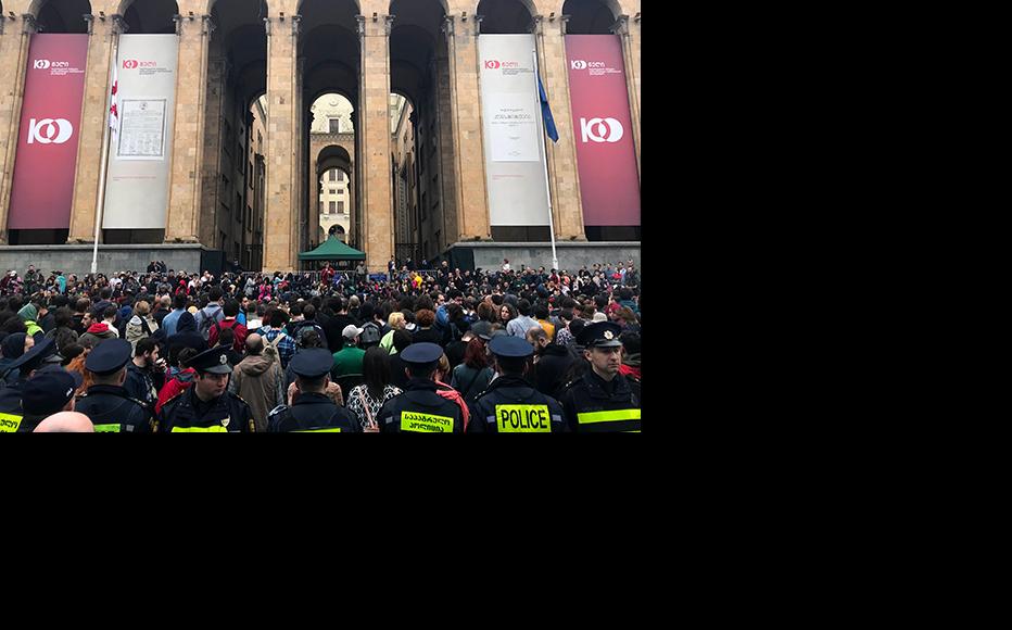 Ravers and activist took to streets the following day to demonstrate against the police violence. 'We dance together, we fight together', their social campaign said. (Photo: Luka Pertaia)