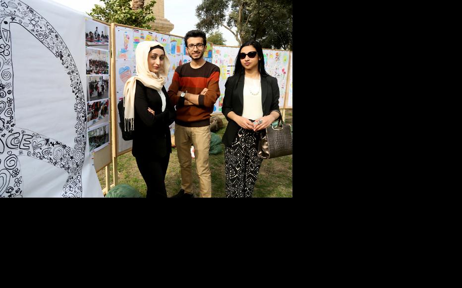 The artists who coached the children and supervised the drawings (left to right) Buboor Sabih Mustafa Nadir and Tabarak. (Photo: IWPR)