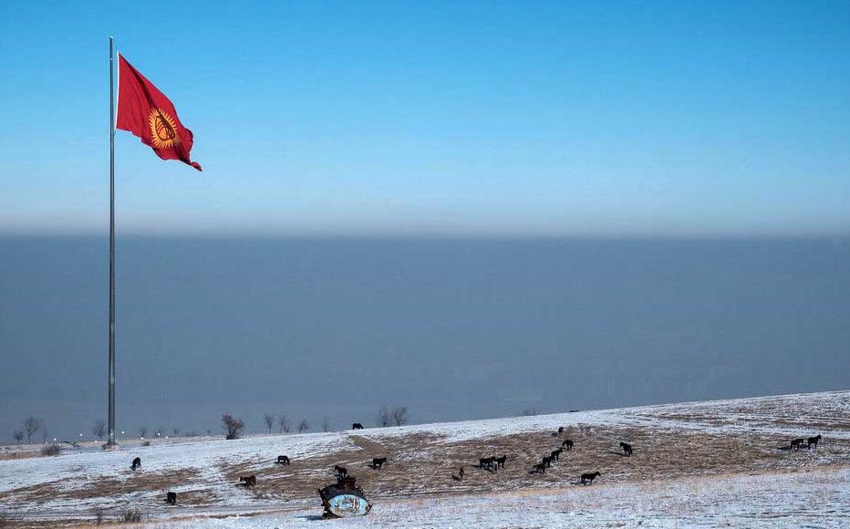 Bishkek's dome of smog as seen from one of the hills surrounding the city on January 7, 2021. In winter 2021 Kyrgyzstan's capital, a city of one million, topped the world’s air pollution rankings.