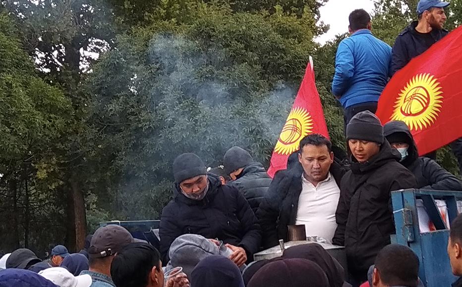 Protesters from numerous political groups continued to gather in Bishkek.