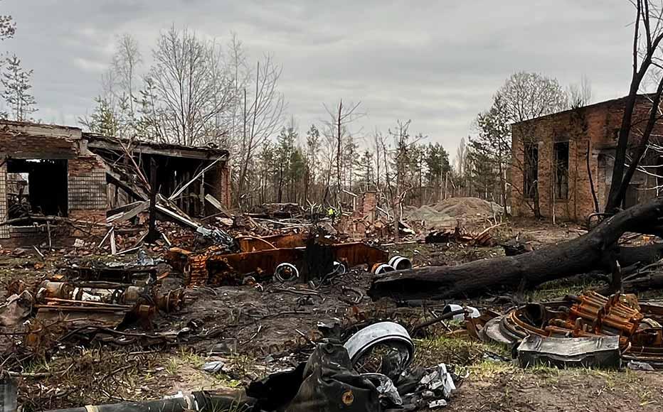 The remnants of a Russian base lie abandoned in Luhovyky.