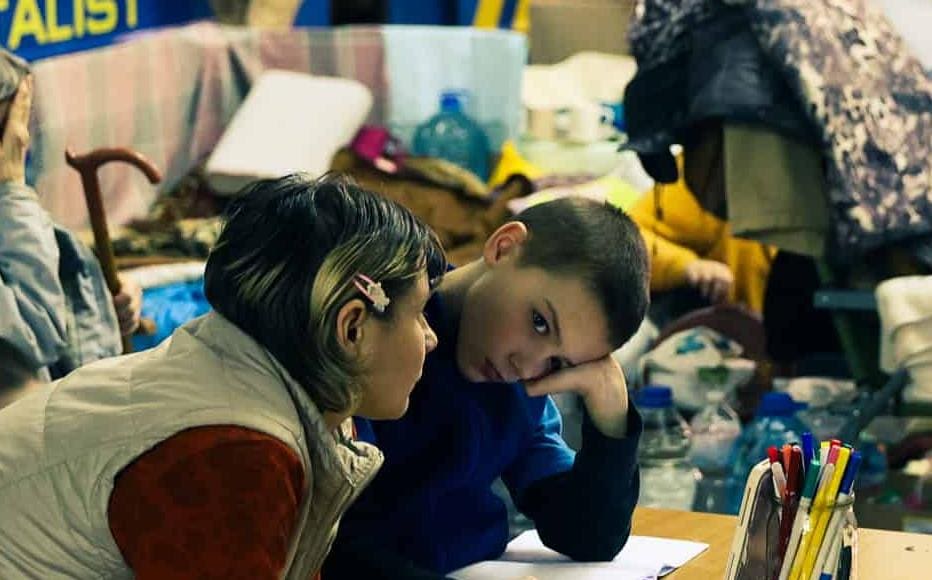 Kharkiv residents in the city’s Geroev Pratsi metro station. Many families have sheltered in metro stations for over two months.