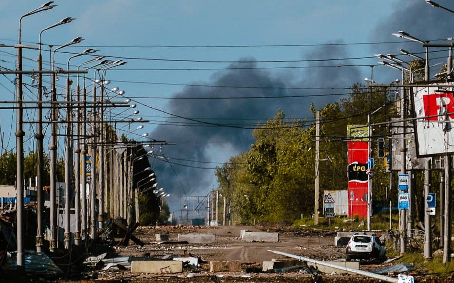 A view of what remains of Lesya Serdyka street. (May 2022)