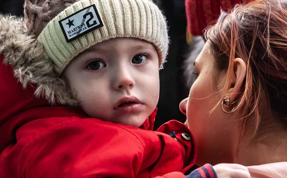 Women, children and elderly people make up the vast majority of those heading abroad, as men between 18 and 60 years of age are barred from leaving Ukraine. Women, children and elderly people make up the vast majority of those heading abroad, as men between 18 and 60 years of age are barred from leaving Ukraine.