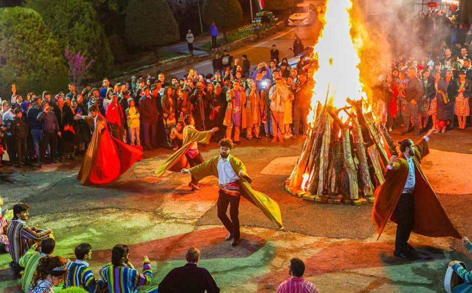 A large bonfire welcomed Navruz in Tajikistan’s capital Dushanbe on the night of March 21, 2023. In villages and towns across the countries marking the celebration, people jump over small fires to symbolise a leap from the past towards the future.