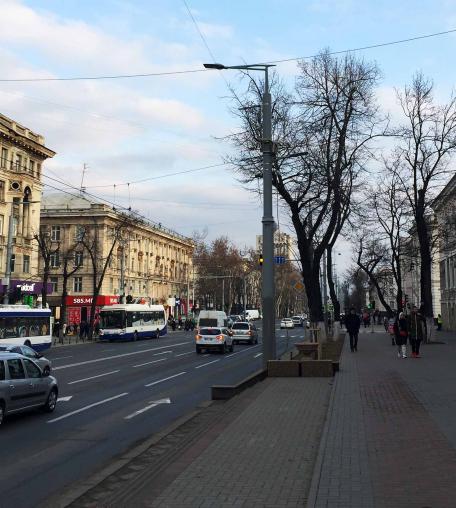 A street in Chisinau, capital of Moldova.