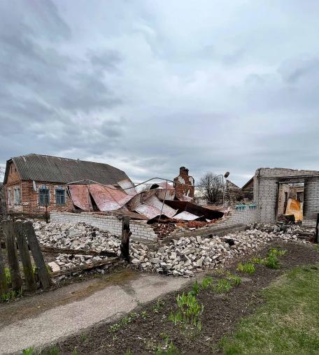 The ruins of Petro's house after it was hit by four rockets.