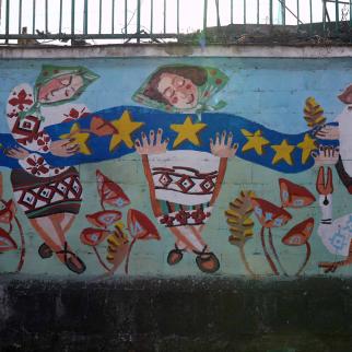 A European Union inspired mural in Chisinau, Moldova. 