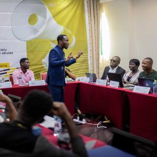 A workshop at the Voices for Change launch event in September in Accra.