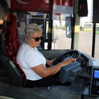 Sevim Kaya has been a bus driver for 16 years. Sevim Kaya has been a bus driver for 16 years.
