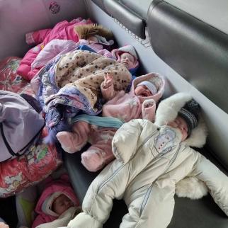 Babies from the Regional Orphanage 3 in the city of Kharkiv being evacuated to the west of the country.