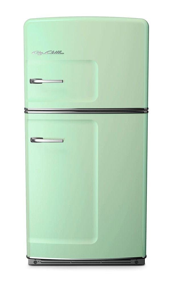 Big Chill Retro Mint Green Refrigerator of Iron & Oak