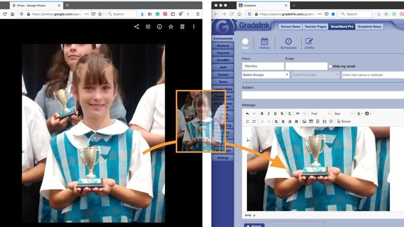 Drag and Drop Images into SmartSend school email