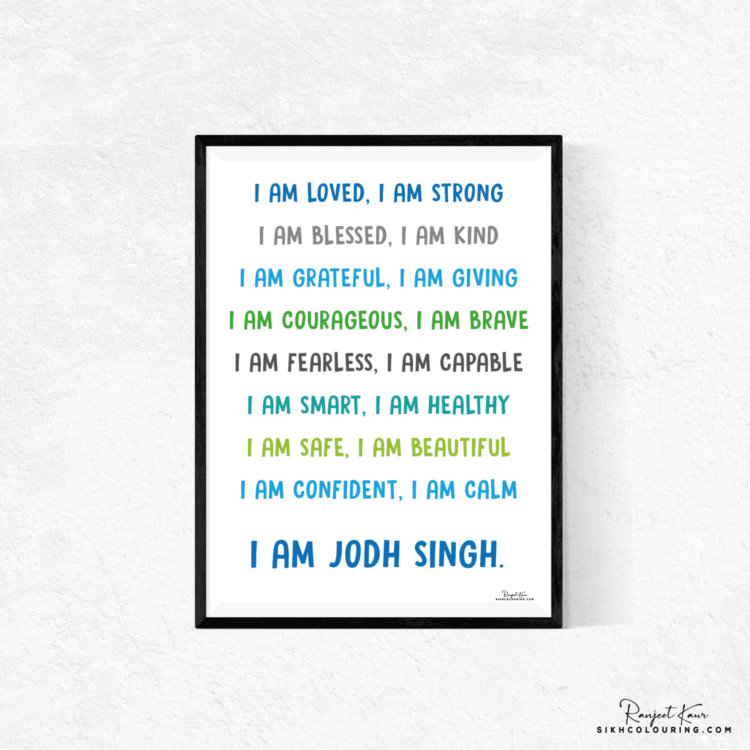 Personalised I Am Affirmation Sikh Colouring Books By Ranjeet Kaur