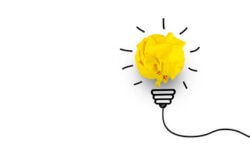Idea lightbulb from crumpled paper