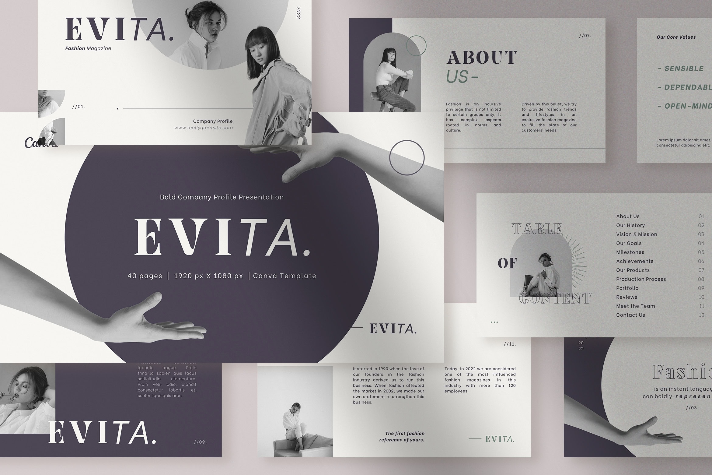 Evita - Black and White Bold Company Profile