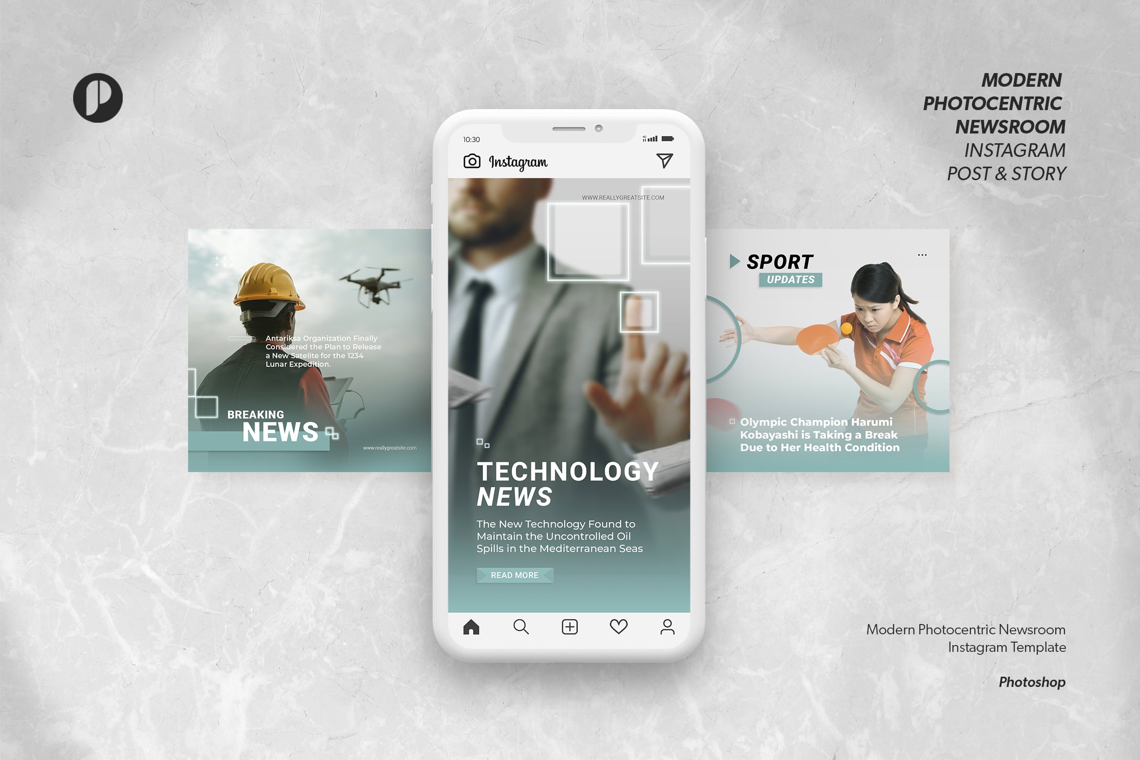 Turquoise Modern Photocentric Newsroom Instagram Template