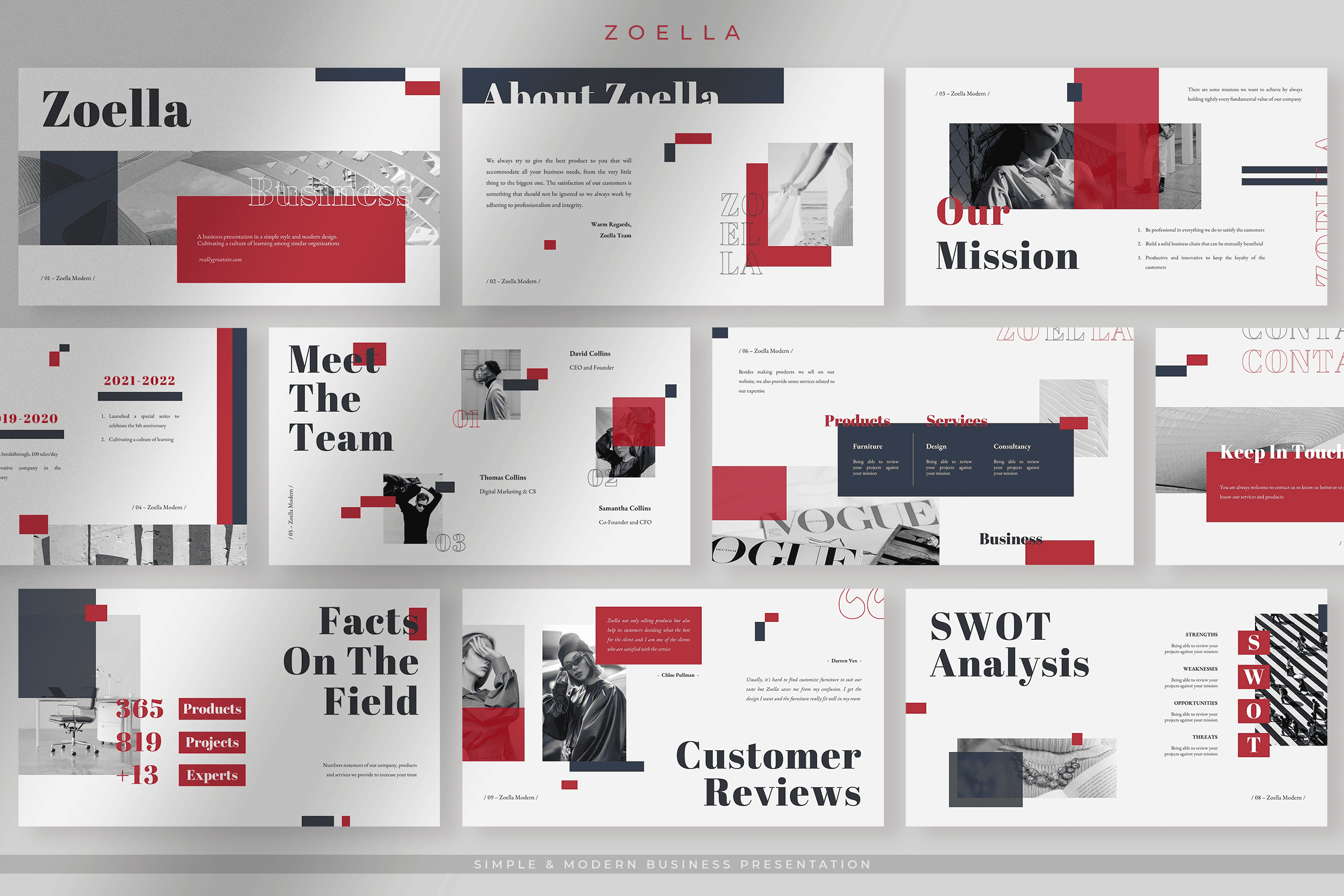 Zoella - Red Scarf Simple & Modern Digital Marketing Presentation Template