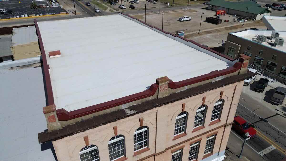 Commercial roof in Bonham, TX serviced by Rainy Day Restoration and Roofing