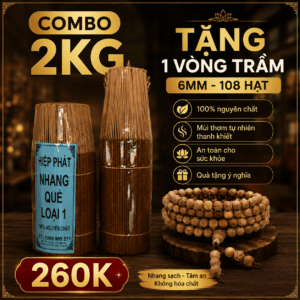 COMBO NHANG QUẾ VỎ 2KG - ƯU ĐÃI TẶNG 1 VÒNG TRẦM 108 HẠT