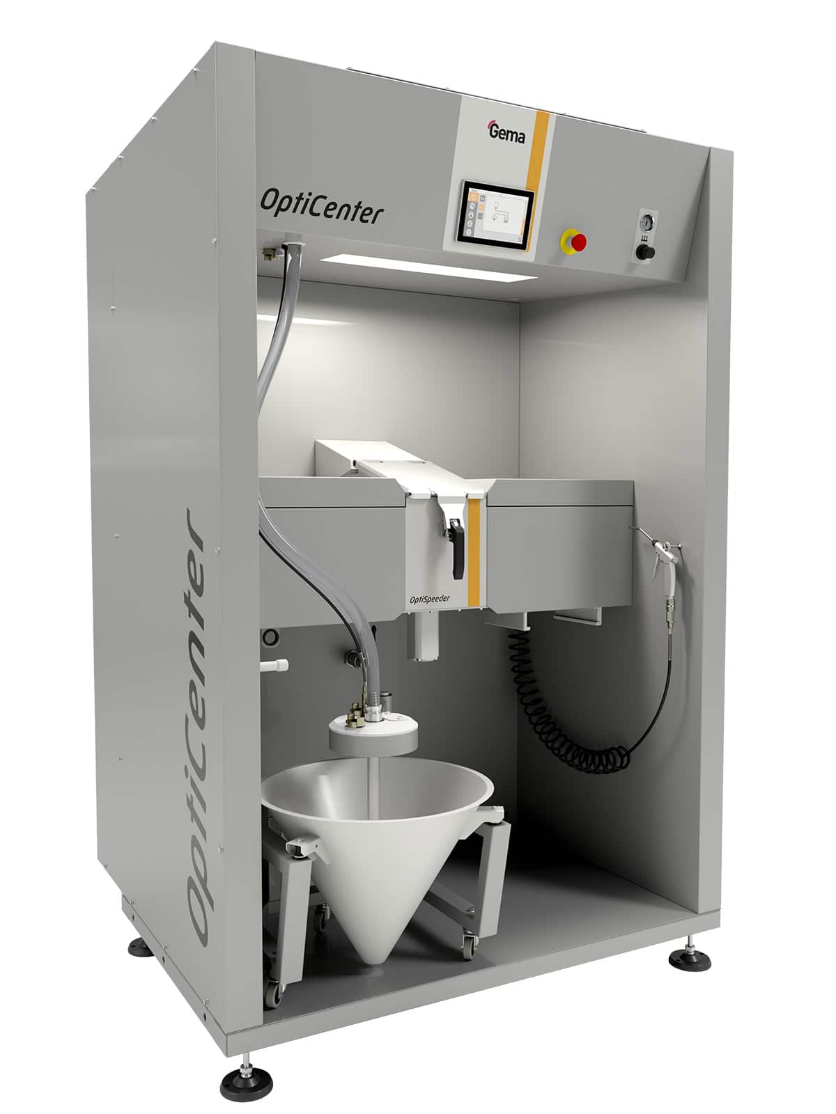 CENTRALE DE POUDRAGE OPTICENTER AVEC ECLAIRAGE DU POSTE DE TRAVAIL