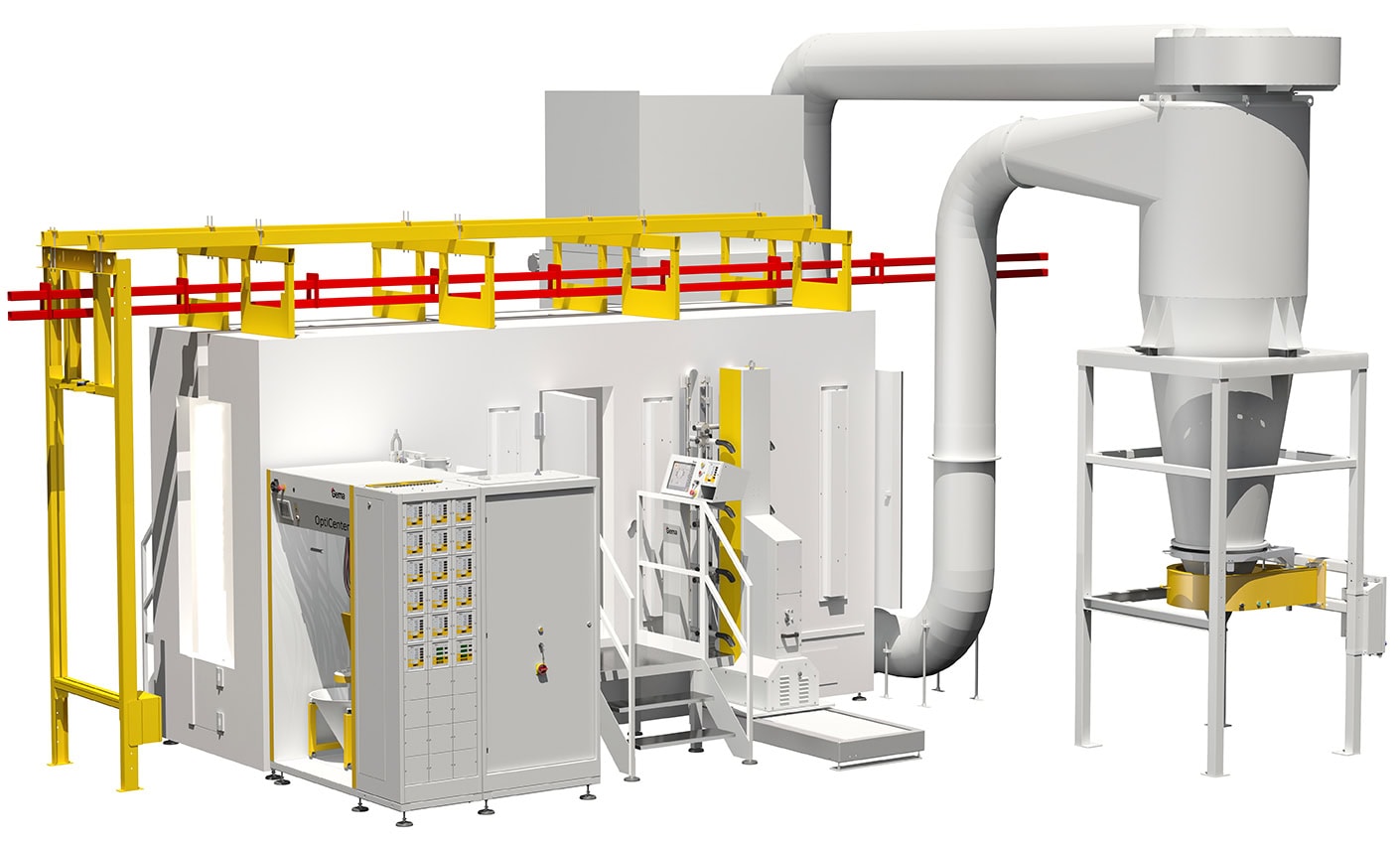 INSTALLATION AUTOMATIQUE DE POUDRAGE - RECYCLAGE ET CHANGEMENT DE TEINTE INFÉRIEUR A 10 mn