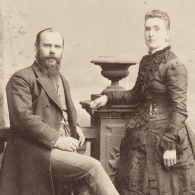 19thC studio portrait of man and woman