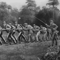 "Convict ploughing team breaking up new ground at the farm, Port Arthur" postcard circa 1926