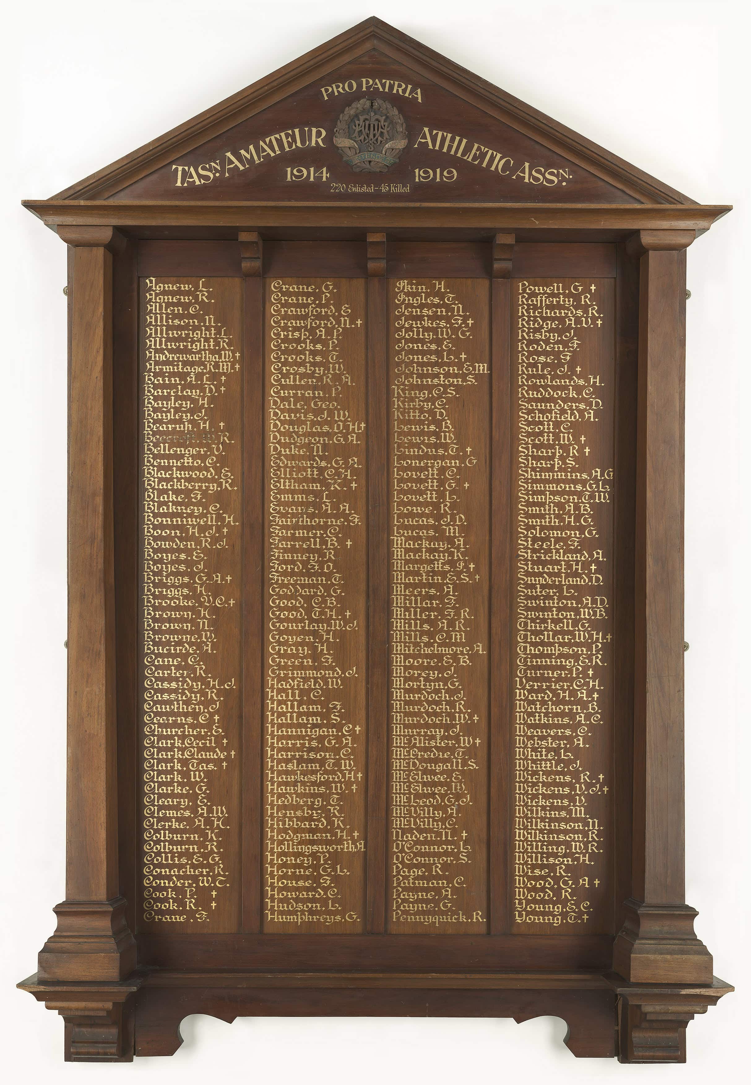 Tasmanian Amature Athletic Assn Honour Board