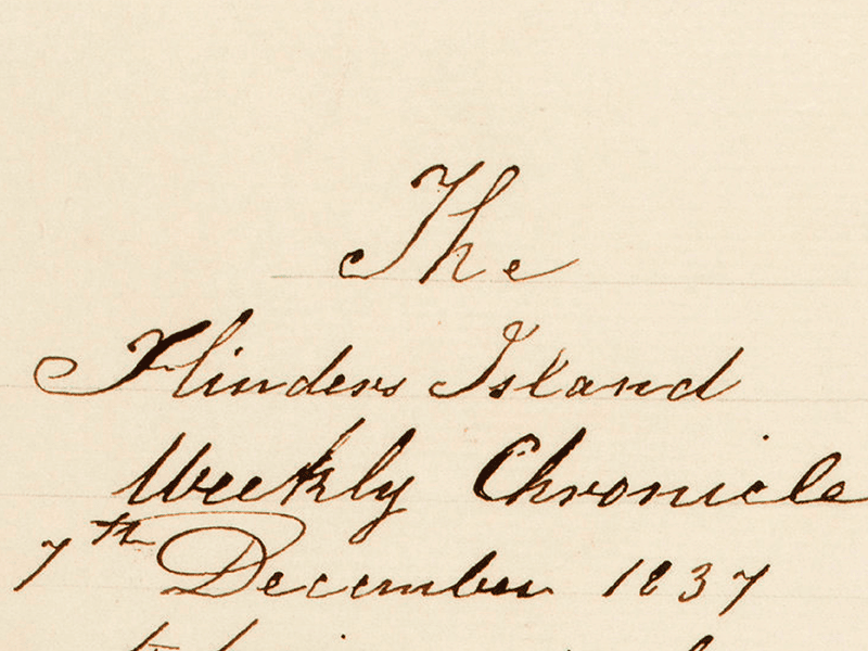 Front page of "The Flinders Island Weekly Chronicle" dated 7th December 1837