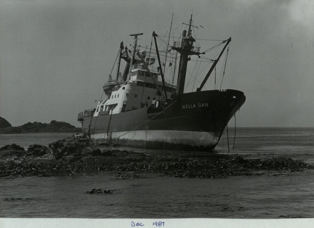 A mental ship. Grounded. Text at the bottom of the page reads: "Dec 1987"