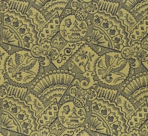 A close up of the endpaper. with an eye in the middle