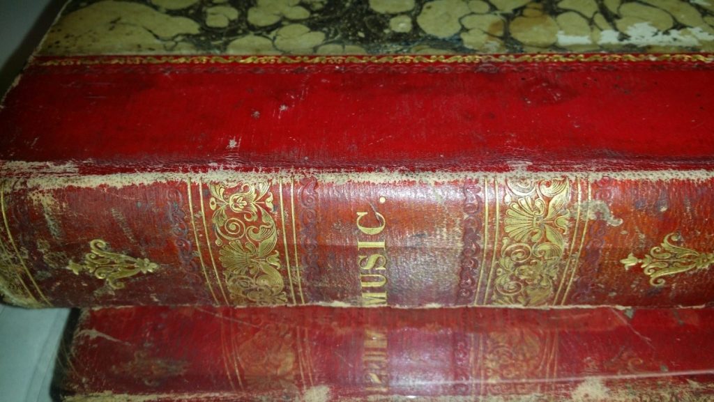 The spine of a book. The spine label reads: "Music"