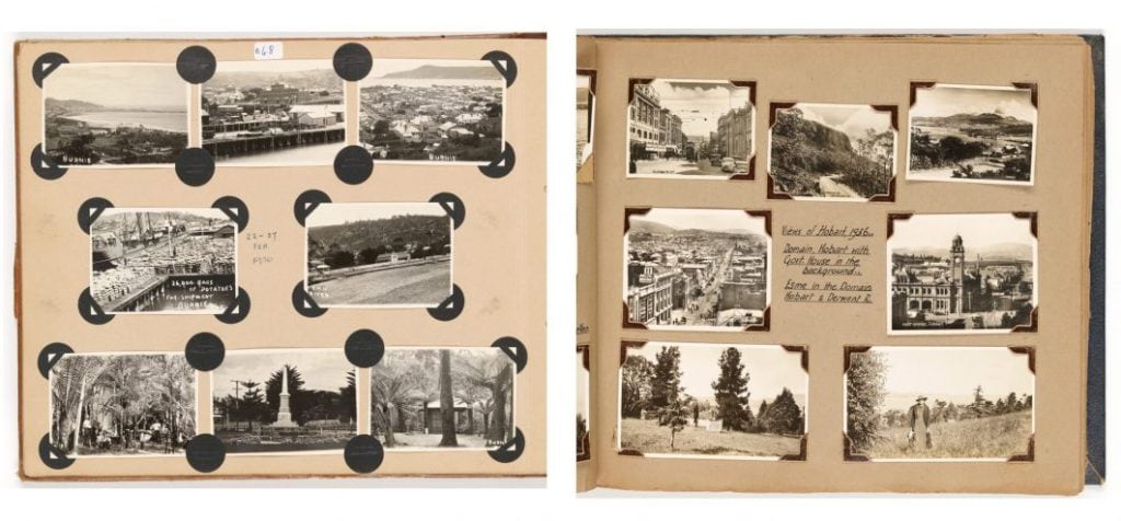 A collection of small black and white photo's