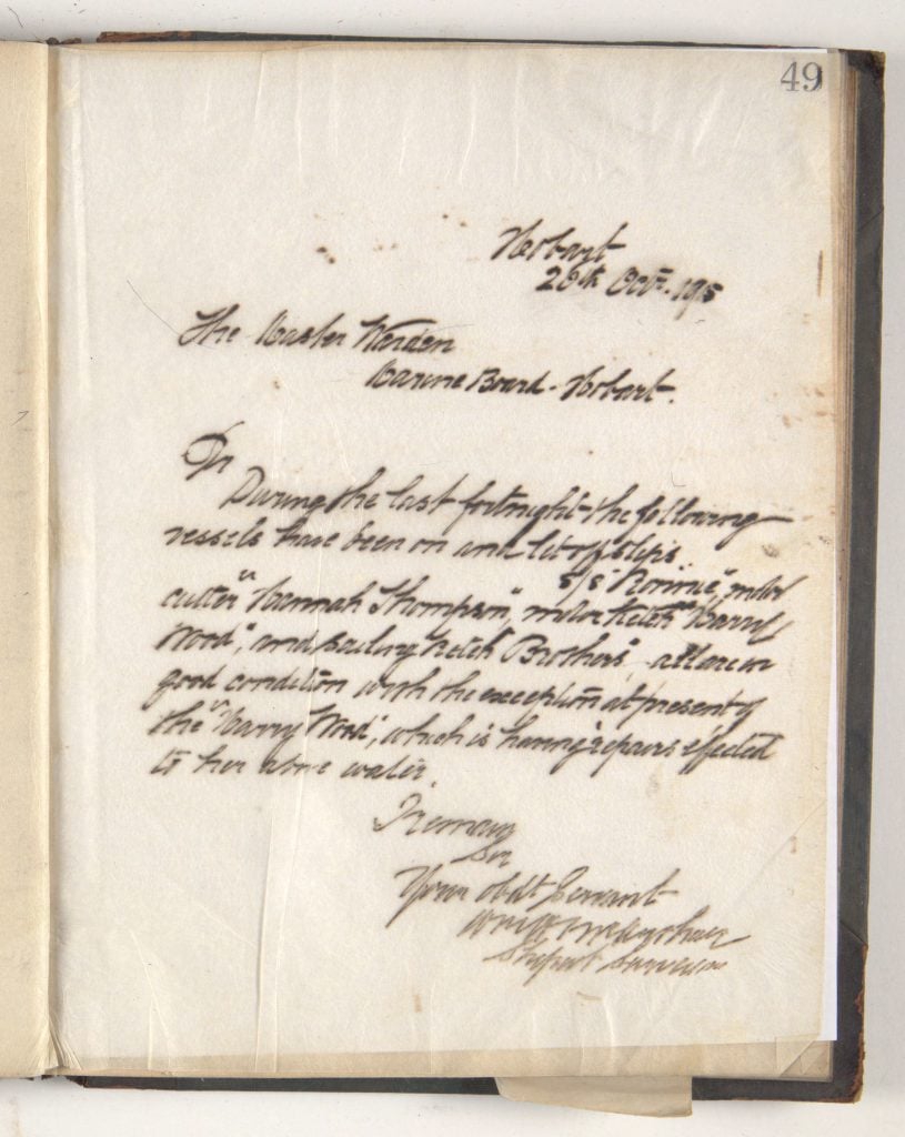 An except from McArthur's Letterbook. Text illegible