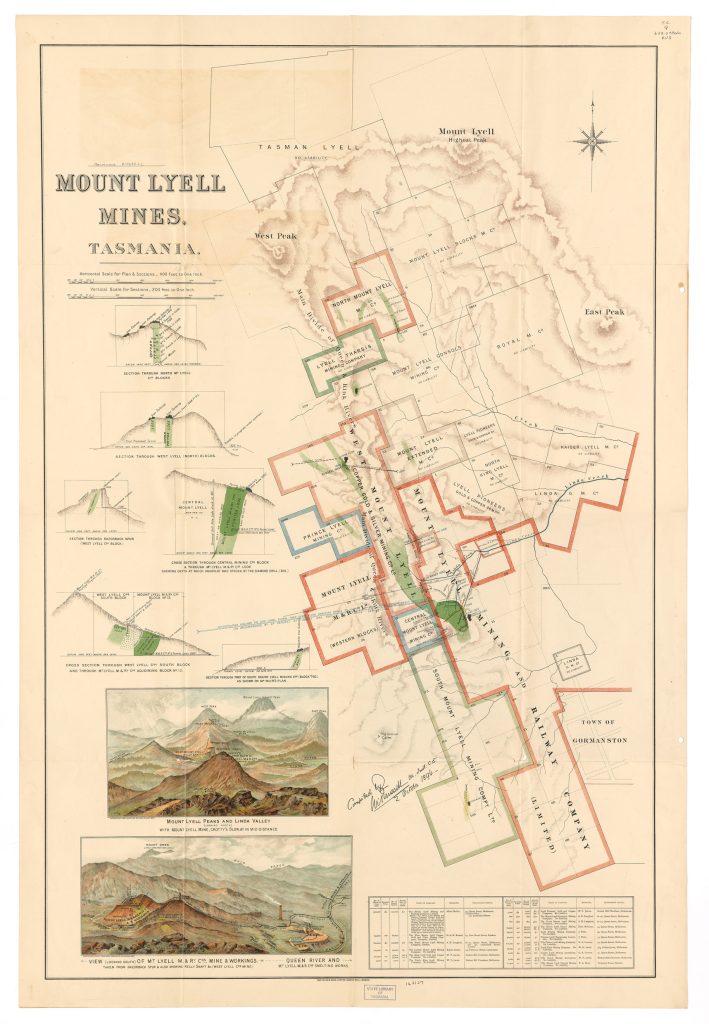A map of the Mount lyell Mins