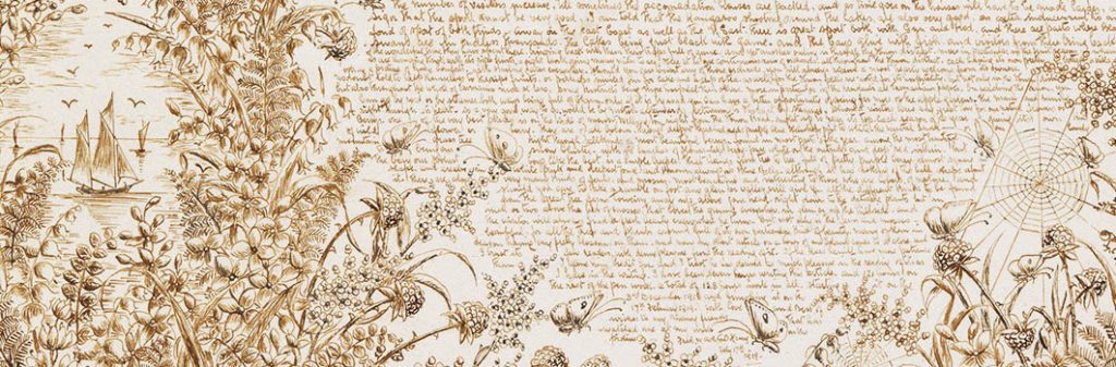 Part of an illustrated travelogue page