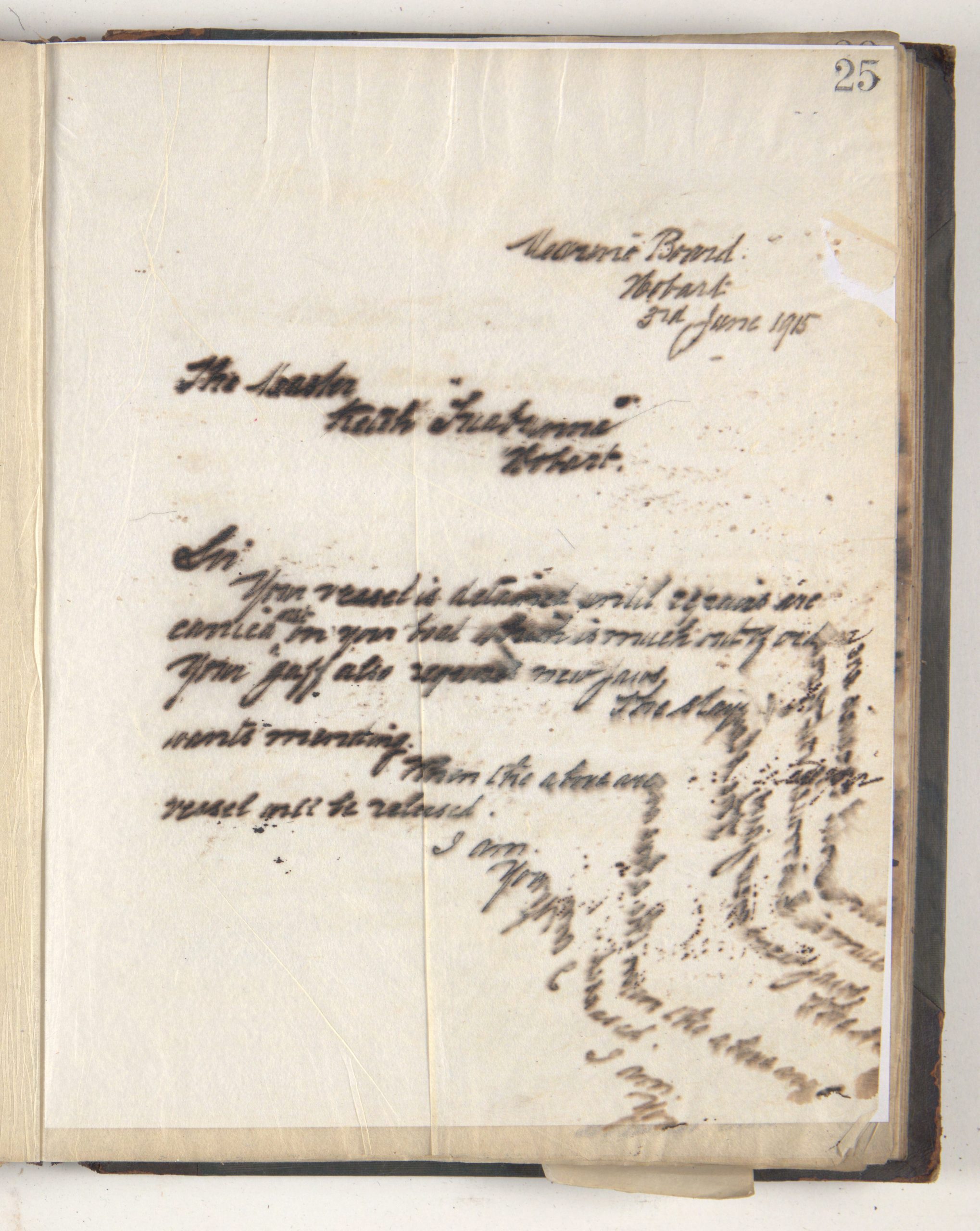 An except from McArthur's Letterbook.