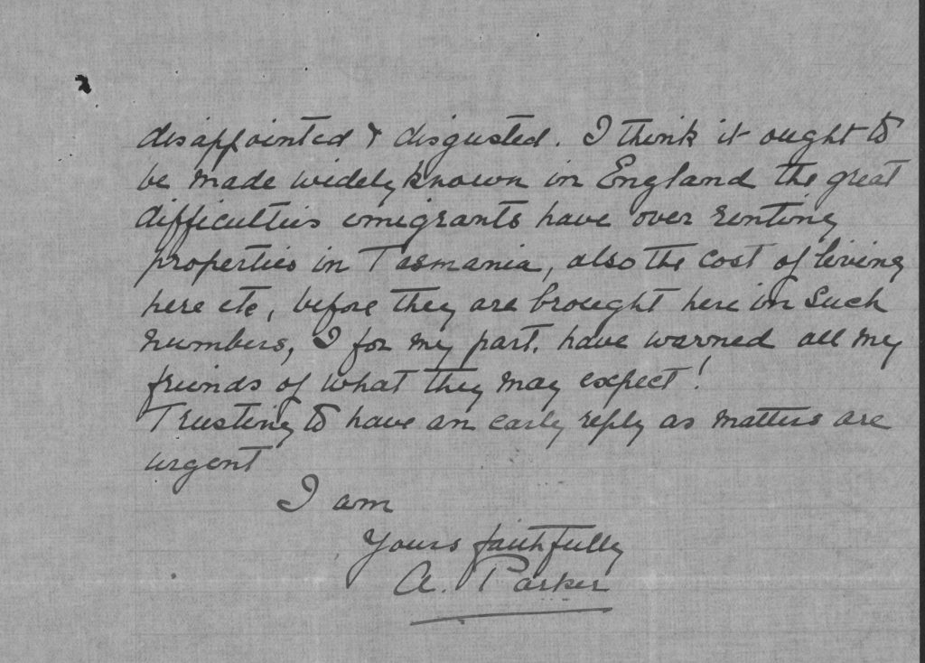 An old letter from Agnes Parker. Text illegible