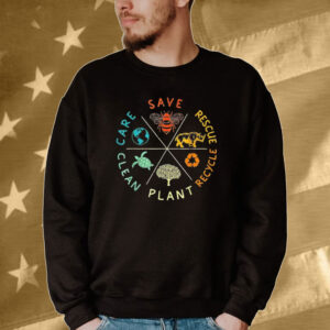 Save bees rescue animals recycle plastic earth day Tee shirt