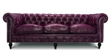 Hemingway Chesterfield Three-Seat Sofa In Plum Leather