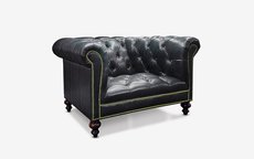 Hemingway Black Leather Tufted Seat Chesterfield Chair