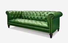 Hemingway Green Leather Tufted Seat Chesterfield Sofa