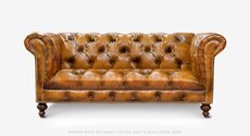 Hemingway American Chesterfield Sofa With Vintage Cigar Leather Tufting