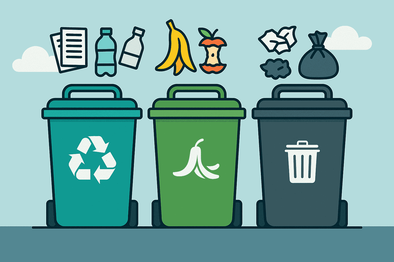 Graphic showing the basics of waste separation as required by new 'Simpler Recycling' regulations.