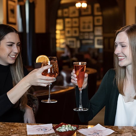 Girls drinking in a bar