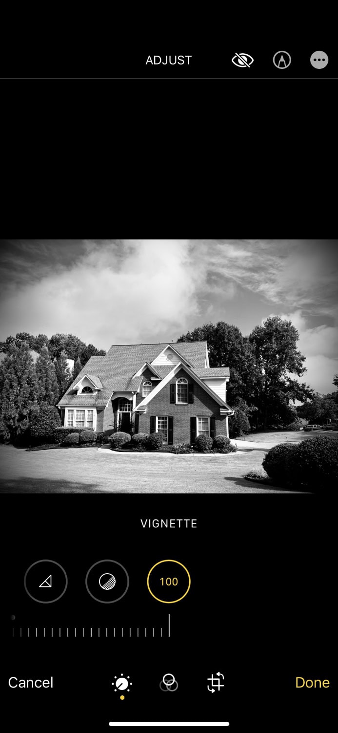 how to take a black and white picture on iphone